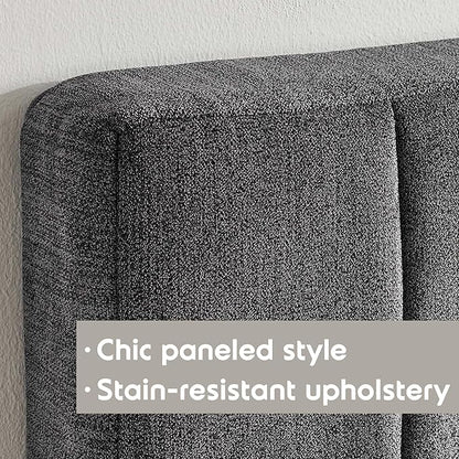 Nestl Upholstered King Headboard - Easy Assemble Channel Stitched Headboard King Size Bed - Wall Mounted Headboards with 3D Soundproof Wall Panels Peel & Stick Floating Headboards, Grey