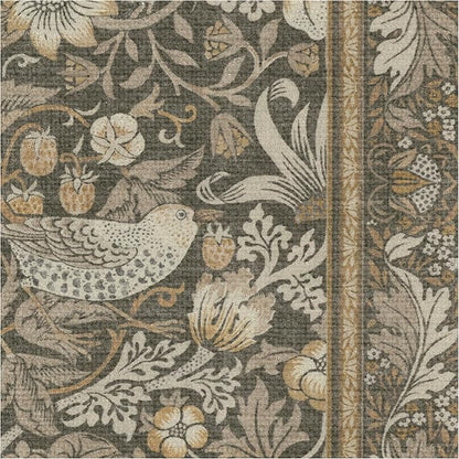 RUGGABLE x Morris & Co Washable Area Rug–Strawberry Thief Stone Gold 5x7, Stain-Resistant, Non-Slip–Medium Machine Washable Rugs for Living Room, Bedroom, Hallway, Entryway & Office–with Standard Pad