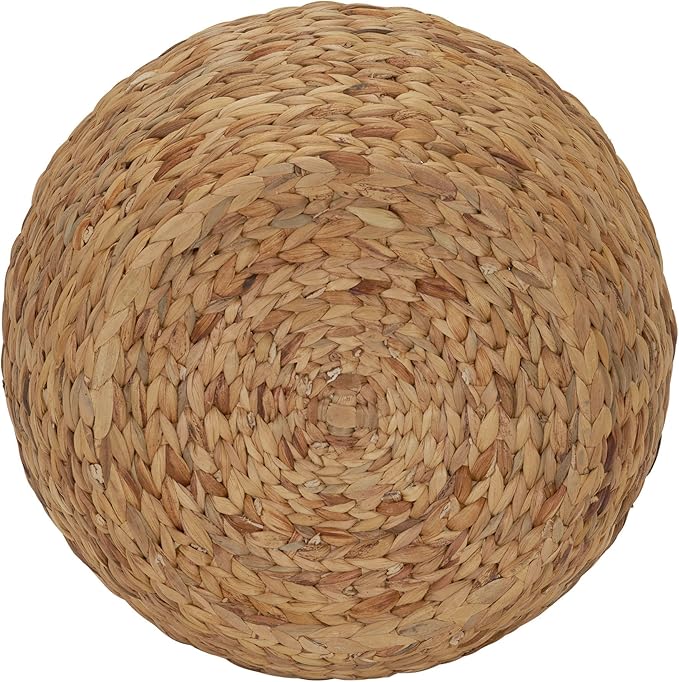 Household Essentials Handwoven Water Hyacinth Barrel Wicker Storage Basket Side Table, Natural