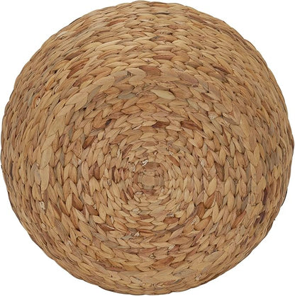 Household Essentials Handwoven Water Hyacinth Barrel Wicker Storage Basket Side Table, Natural