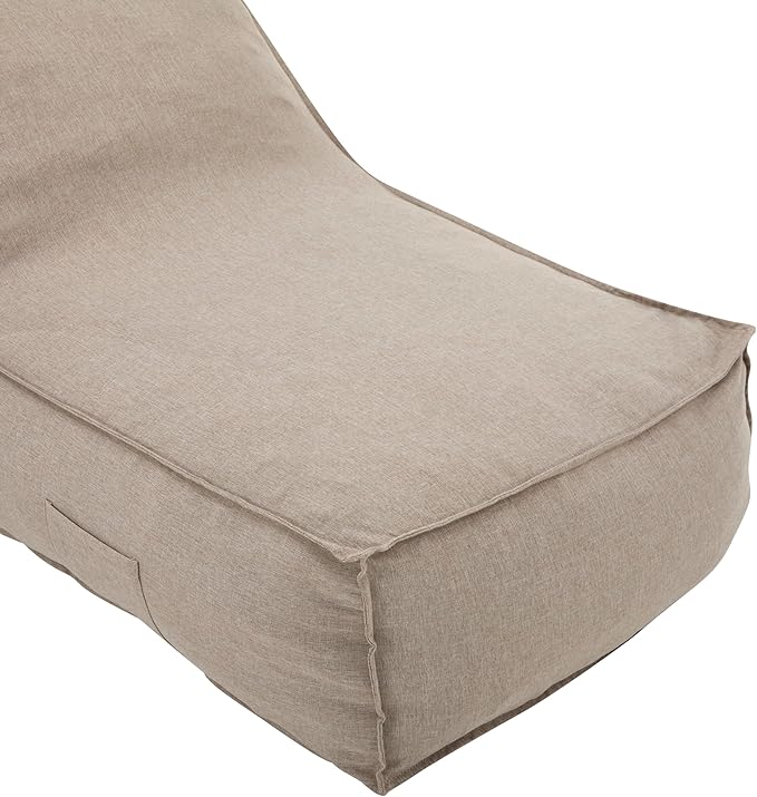 Christopher Knight Home Venny 48" L Outdoor Bean Bag Chair, Fabric Bean Bag Chair for Adults and Kids, Indoor/Outdoor Sun Lounger, Patio Lounge Chair, Comfy Outdoor Reading Chair, Dark Beige