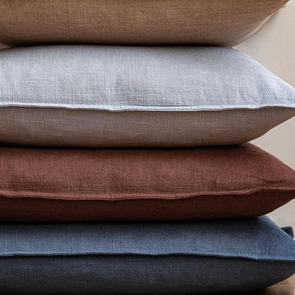 Foindtower Pack of 2, Decorative Linen Soild Throw Pillow Covers Soft Accent Euro Cushion Case Farmhouse Neutral Pillowcase for Chair Couch Sofa Bedroom Living Room Home Decor 20 x 20 Inch Dark Blue