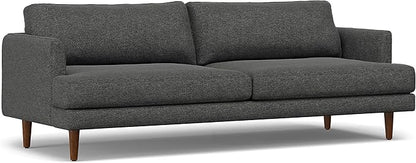 SIMPLIHOME Livingston 90-inch Wide Sofa in Charcoal Grey Woven-Blend Fabric, Handcrafted Mid-Century Modern Oversized 3-Seater Couch Sofa for Living Room or Family Room, Solid Wood Frame