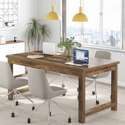 Tribesigns Modern Computer Desk, 63 x 31.5 inch Large Office Desk Computer Table Study Writing Table Workstation for Home Office, Brown Wood