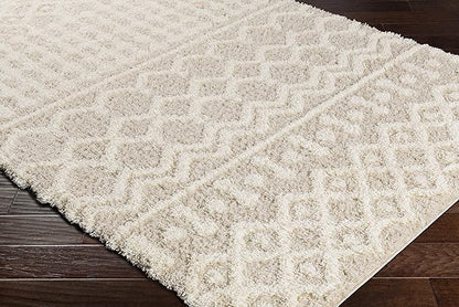 Livabliss Hapsburg Moroccan Shag Area Rug, 6'7" Round, Beige