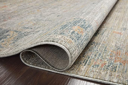 Loloi Magnolia Home by Joanna Gaines Millie Collection MIE-04 Slate/Multi 2'-7" x 8'-0", .25" Pile Height, Runner Rug