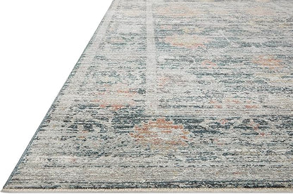 Loloi Magnolia Home by Joanna Gaines Millie Collection MIE-01 Blue/Multi 9'-6" x 9'-6", .25" Pile Height, Round Area Rug