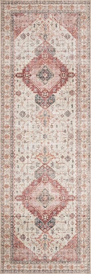Loloi Skye Collection SKY-02 Ivory/Berry 2'-0" x 5'-0" Accent Rug