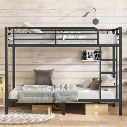 Bellemave Twin XL Over Twin XL Bunk Bed for Adults, Heavy Duty Bunk Beds Frame with Build in Ladder and Full Length Guardrail, Easy Assemble Bunkbeds, Noise Reduced, Mattress Not Included, Black