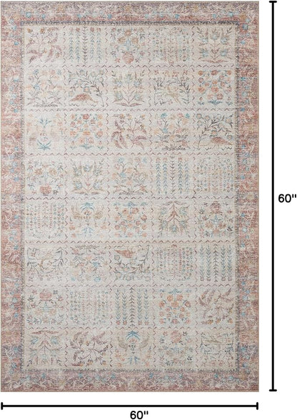 Loloi Rifle Paper Co. Maison Collection MAO-08 Cream 5'-0" x 5'-0" Round, .19" Pile Height, Accent Rug