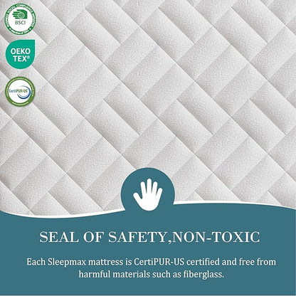 Sleepmax Queen Mattress 14 Inch - Deep Sleep Hybrid Mattress Pain Relief - Bed in a Box Extra Lumbar & Hip Support - Fiberglass-Free, CertiPUR-US Certified, 720-Night Trial