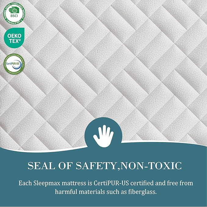 Sleepmax Extra Firm King Mattress 12 Inch - Deep Sleep Hybrid Mattress Pain Relief - Bed in a Box for Back & Side Sleeper - Extra Lumbar & HIPS Support - CertiPUR-US Certified, 365-Night Trial