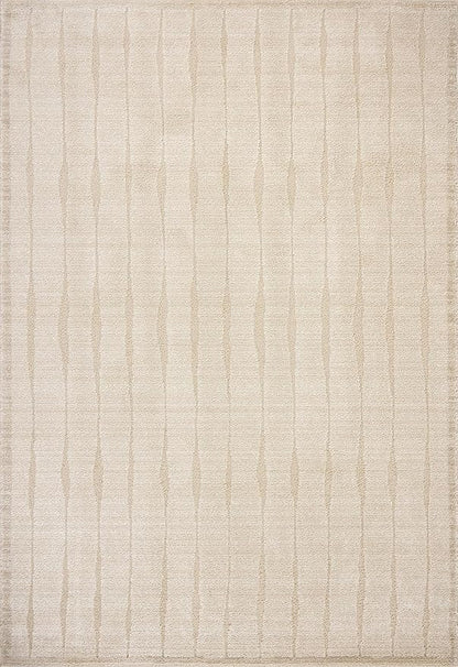 Loloi Chris Loves Julia Calvin Collection CLV-02 Ivory/Oatmeal 5'-3" x 5'-3" Round Area Rug Checkered Neutral Soft Living Room Bedroom Carpet