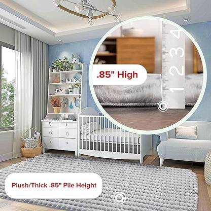nuLOOM 2' x 8' Cozy Plush Area Rug, Machine Washable, Non-Slip, Soft Fluffy Shag Carpet for Living Room Bedroom Kids Room Nursery Home Decor, Jeni Silver
