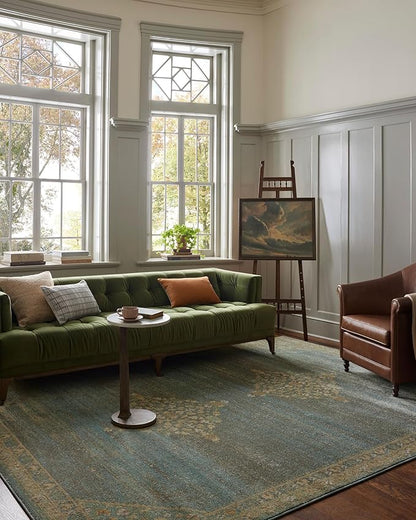 Loloi Magnolia Home by Joanna Gaines Mona Collection MOA-04 Aqua/Wheat 3'-7" x 5'-7" Accent Rug