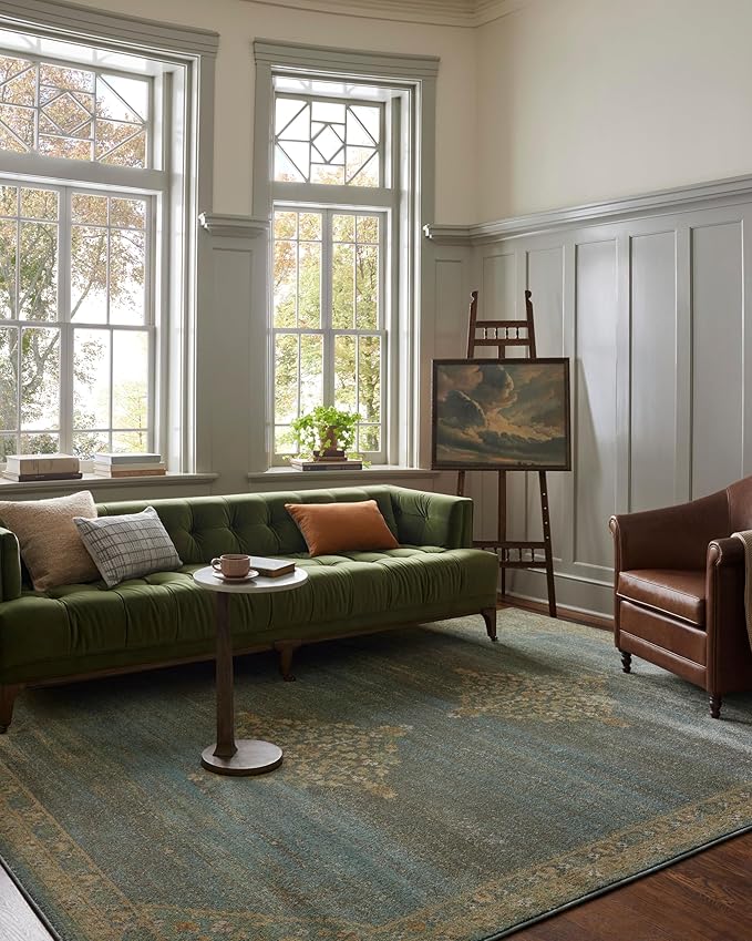 Loloi Magnolia Home by Joanna Gaines Mona Collection MOA-04 Aqua/Wheat 5' x 7'-8" Area Rug