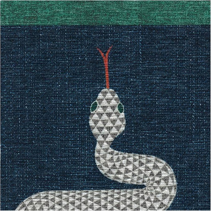 RUGGABLE x Jonathan Adler Washable Modern Area Rug – Venom Sapphire 3x5, Stain-Resistant, Non-Slip – Small Machine Washable Rugs for Living Room, Bedroom, Hallway, Entryway & Office–with Standard Pad