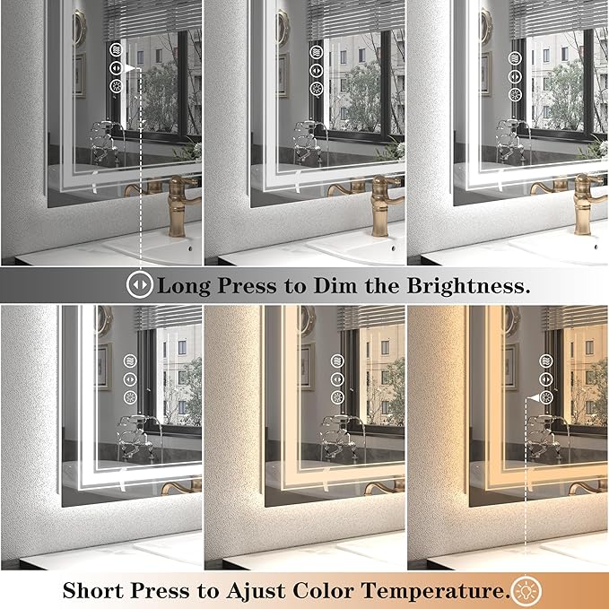 28x36 LED Lighted Mirror for Bathroom Wall, Dimmable Vanity Mirror with Lights, Backlit and Front lit, Dimmable, Anti-Fog, Shatter-Poof (Horizontal/Vertical)