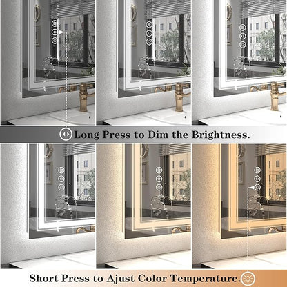 40x30 Inch Lighted LED Bathroom Mirror for Wall, Lighted Vanity Mirror for Wall, Dimmable, Shatter-Proof, Anti-Fog, Front Lights + Backlit(ETL Listed)