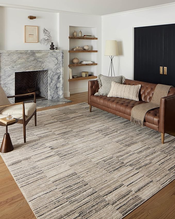 Loloi Darby Collection DAR-01 Charcoal/Sand 6'-7" x 9'-3" Area Rug