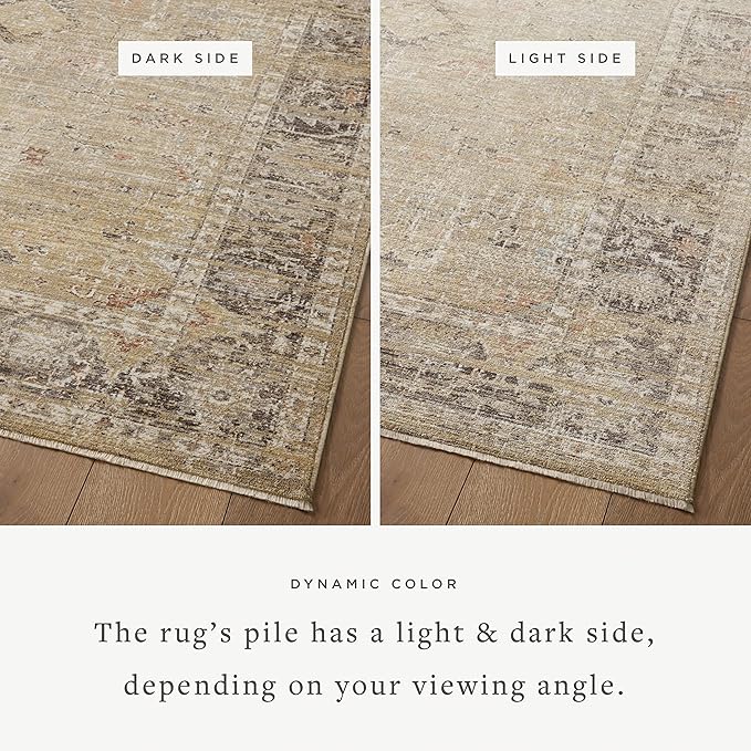 Loloi Magnolia Home by Joanna Gaines Millie Collection MIE-03 Gold/Charcoal 9'-6" x 13'-1", .25" Pile Height, Area Rug