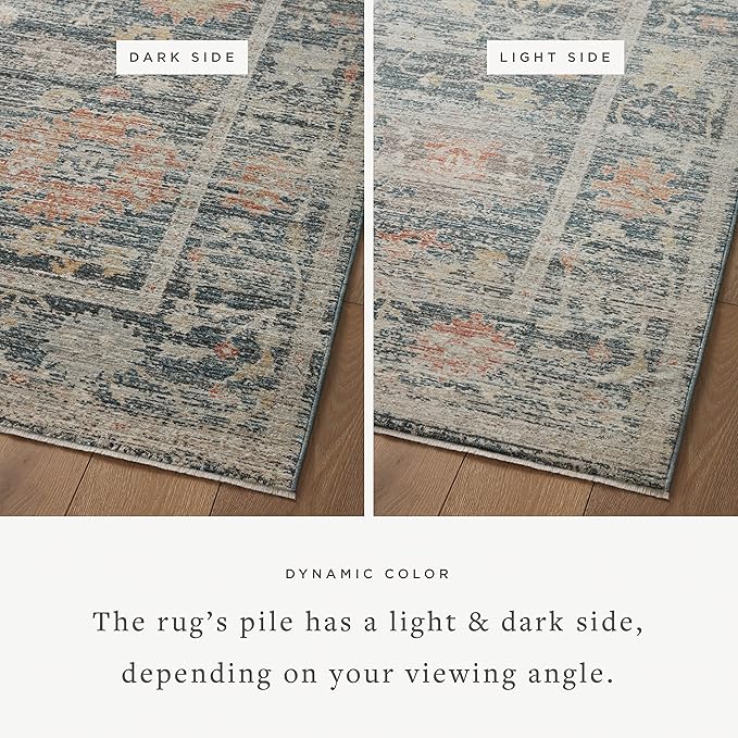 Loloi Magnolia Home by Joanna Gaines Millie Collection MIE-01 Blue/Multi 2'-7" x 8'-0", .25" Pile Height, Runner Rug