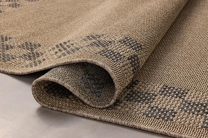 Loloi Chris Loves Julia Providence Collection PRC-01 Natural/Charcoal 2'-3" x 7'-7", .12" Pile Height, Indoor/Outdoor Runner Rug