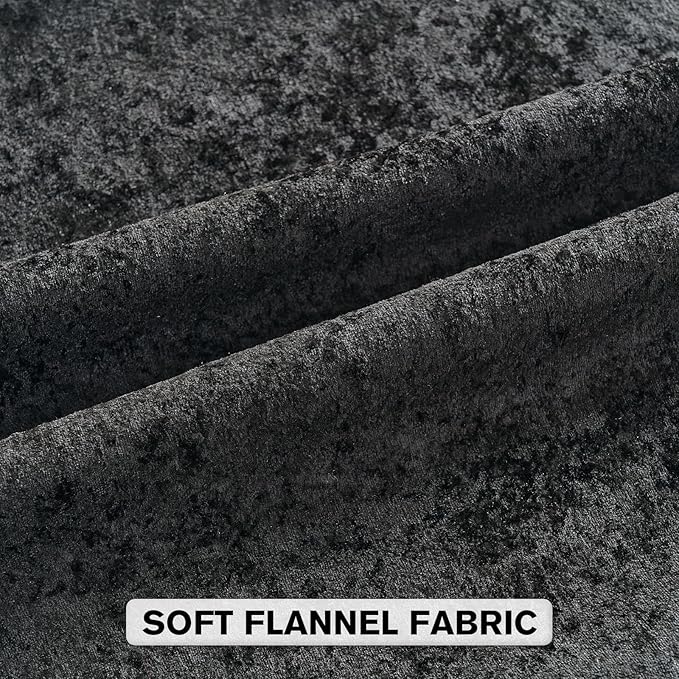 FUTEI Black Flannel Throw Pillow Covers 16x16 Inch Set of 2,Soft Dimensional Textured Cushion Cases,Modern Home Decor for Couch Living Room