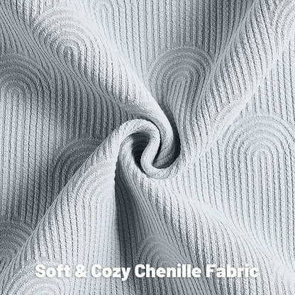 FUTEI Light Blue Chenille Decorative Throw Pillow Covers 22x22 Inch Set of 2,Soft Cozy Striped Geometric Patterns Cushion Cases,Modern Home Decor for Couch Bed Living Room