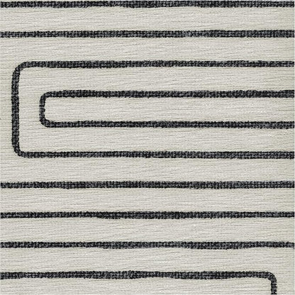 RUGGABLE x Jonathan Adler Machine Washable Area Rug – Labyrinth Black/Ivory 8 ft Round, Stain-Resistant, Non-Slip – Large Rugs for Living Room, Bedroom, Hallway, Entryway & Office–with Cushioned Pad