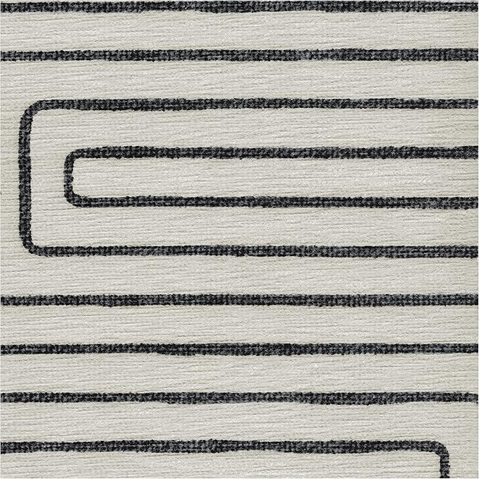 RUGGABLE x Jonathan Adler Machine Washable Modern Area Rug – Labyrinth Black/Ivory 3x5, Stain-Resistant, Non-Slip – Small Rugs for Living Room, Bedroom, Hallway, Entryway & Office–with Standard Pad