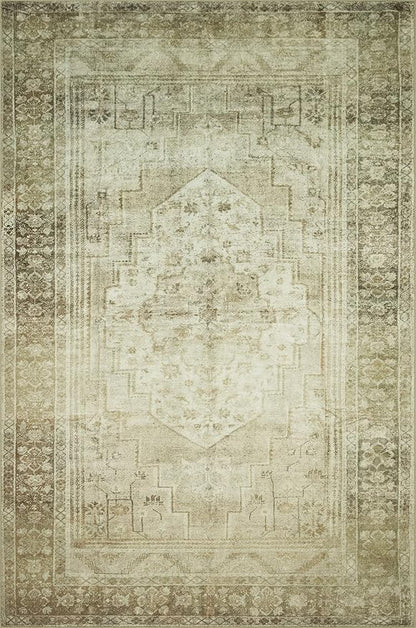 Loloi Magnolia Home by Joanna Gaines Banks Collection BAN-06 Natural/Granite 2'-6" x 7'-6", .13" Pile Height, Machine Washable, Runner Rug