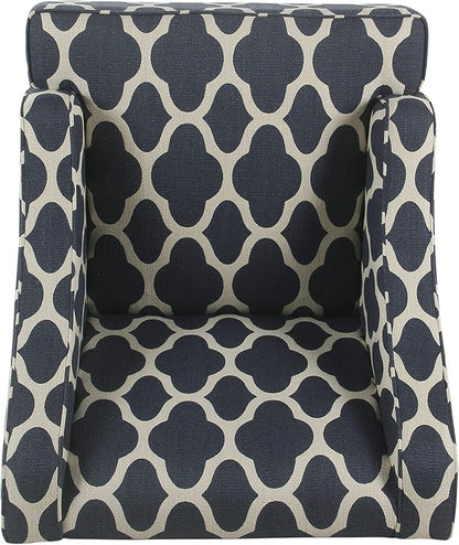 Homepop Home Decor | Upholstered Classic Swoop Arm Accent Chair | Accent Chairs for Living Room & Bedroom | Decorative Home Furniture, Dark Navy Geometric
