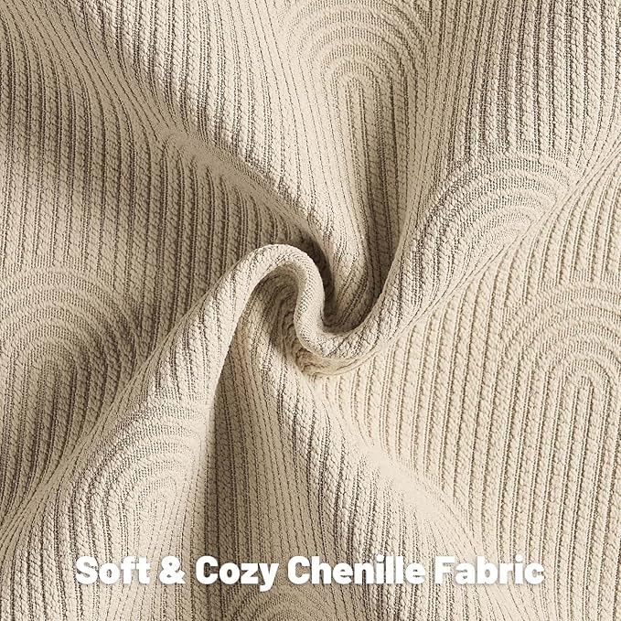 FUTEI Oatmeal Chenille Decorative Throw Pillow Covers 12x20 Inch Set of 2,Soft Cozy Striped Geometric Patterns Lumbar Pillow Cases,Modern Home Decor for Couch Bed Living Room