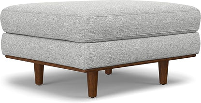 SIMPLIHOME Morrison Mid-Century Modern 72 inch Wide Sofa with Ottoman Set in Mist Grey Tightly Woven Performance Fabric for the Living Room and Family Room