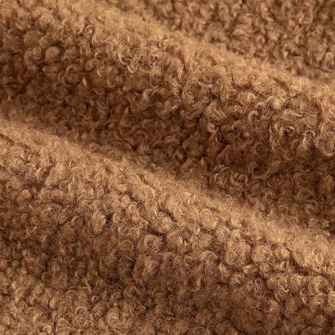 Pack of 2 Curly Teddy Wool Faux Fur Throw Pillow Covers Fuzzy Accent Soft Sherpa Pillowcases Sheepskin Fleece Decorative Cushion Case for Sofa Couch Living Room 20x20 Inch Bronze