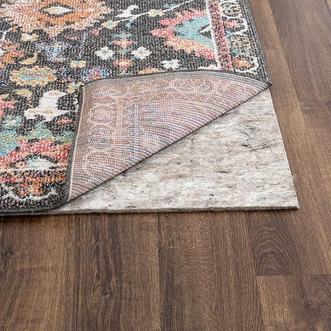 Mohawk Home 7' x 10' Non Slip Grip Rug Pad 1/2" Thick Dual Surface Felt Cushion + Rubber Gripper - Safe for All Floors