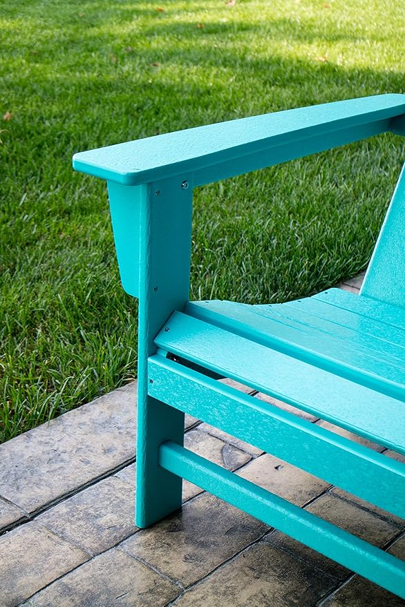 POLYWOOD AD420PB Modern Adirondack Chair, Pacific Blue, Durable High Density Polyethylene Construction, Easy Assembly, Waterproof, Comfortable Contoured Seat