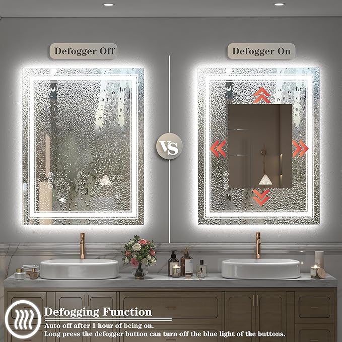 48x32 LED Mirror for Bathroom, Dimmable Vanity Mirror with Lights for Wall, Backlit and Front Lighted, Anti-Fog, Shatter-Poof, ETL Listed (Horizontal/Vertical)