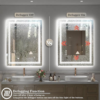 66x36 LED Bathroom Mirror, Lighted Mirror for Bathroom Wall, Backlit and Front lit, Dimmable, Anti-Fog, Shatterpoof, Memory (Horizontal/Vertical)