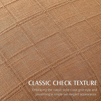 Foindtower Set of 2 Decorative Linen Check Throw Pillow Covers Neutral Farmhouse Lumbar Cushion Covers Modern Boho Home Decor for Sofa Chair Couch Bedroom Living Room,12×20 Inch,Brick