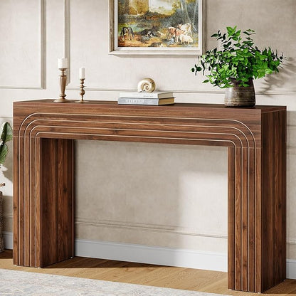 Tribesigns Farmhouse Console Table, 55-Inch Entryway Table with Heavy Duty Legs, Long Narrow Sofa Table Behind Couch, Wooden Accent Furniture for Hallway, Living Room, Entrance, Foyer (Walnut Brown)
