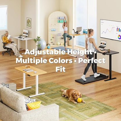 One-Piece Standing Desk 40 x 24 Inches, Small Adjustable Height Desk for Small Space Electric Sit Stand Desks Home Office Computer Workstation, Maple