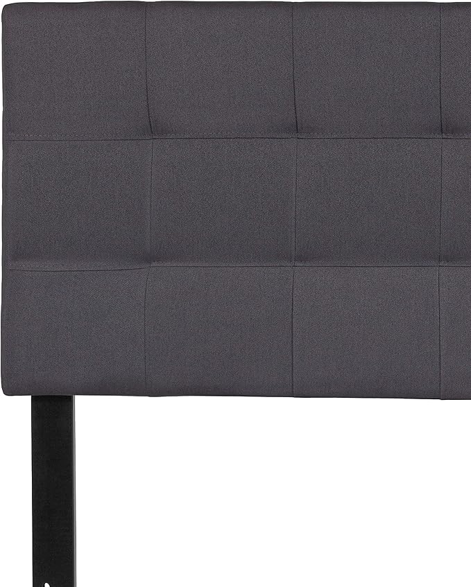 EMMA + OLIVER Quilted Tufted Upholstered Full Size Headboard in Dark Gray Fabric