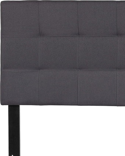 EMMA + OLIVER Quilted Tufted Upholstered Full Size Headboard in Dark Gray Fabric