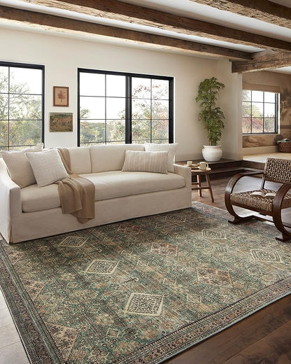 Loloi Magnolia Home by Joanna Gaines Sinclair Collection SIN-03 Turquoise/Multi 2'-3" x 11'-6", .25" Pile Height, Machine Washable, Runner Rug