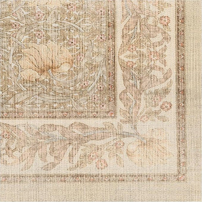RUGGABLE x Morris & Co Machine Washable Area Rug – Pimpernel Vintage Stone 2x3, Stain-Resistant, Non-Slip – Small Rugs for Living Room, Bedroom, Hallway, Entryway & Bathroom–with Cushioned Pad