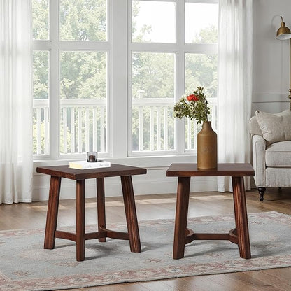 Walker Edison 2-Pack Colt Modern Farmhouse Solid Wood Square Side Tables, 18 Inch, Espresso