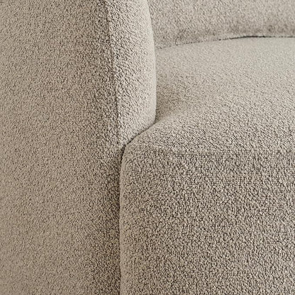 KINWELL 34" Wide Sherpa Swivel Barrel Chairs Set of 2, No Assembly Round Boucle Upholstered Accent Chairs Armchairs Single Sofa Chair with Toss Pillow for Living Room and Bedroom, Taupe