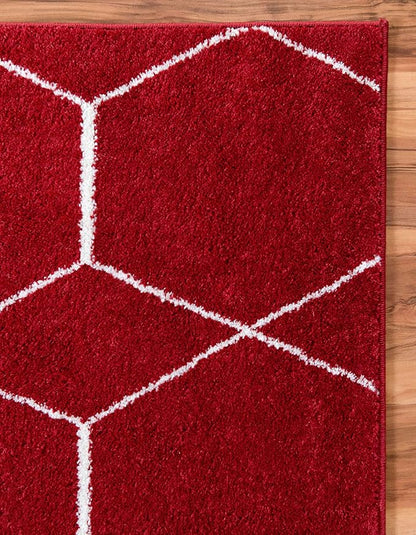 Unique Loom Trellis Frieze Collection Area Rug - Geometric (8' x 11', Red/ Ivory)